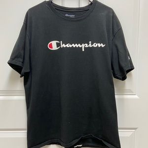 Champion script tee shirt black size large